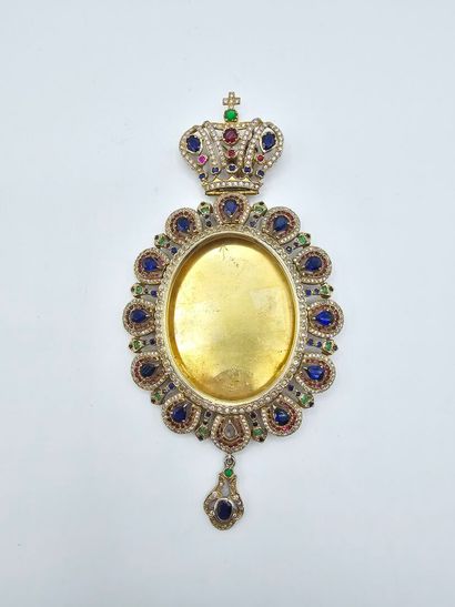 Importante broche-pendentif en vermeil de...