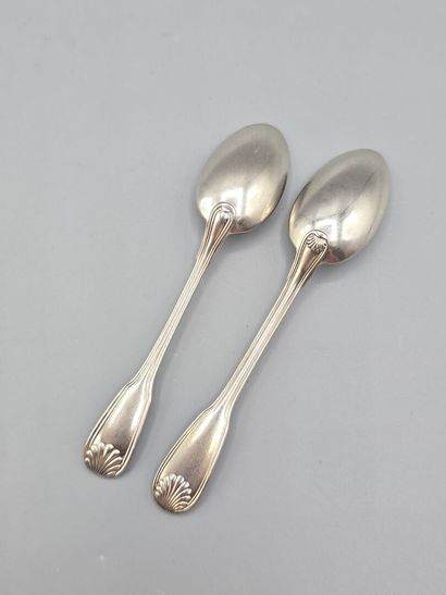 CARON
Silver spoon set (12), filets coquilles...