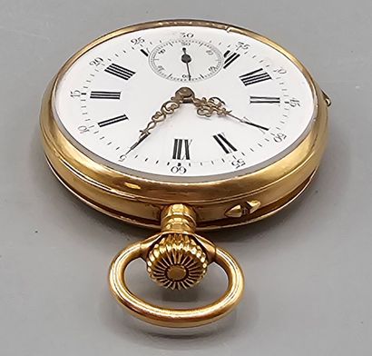 Montre de poche circulaire en or jaune 750°°...