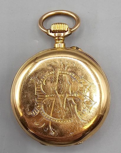 Montre de poche en or jaune 750°° (dos et...