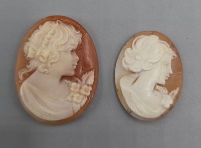 Deux camées de forme ovale en pierre dure...