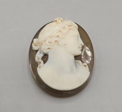 Camée de forme ovale en pierre dure (agate...