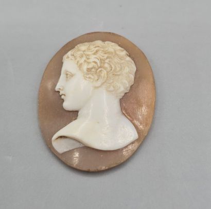 Camée de forme ovale en pierre dure (agate...