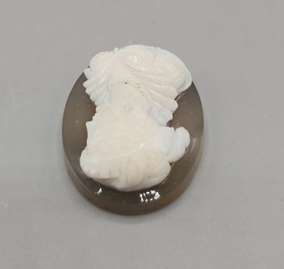 Camée de forme ovale en pierre dure (agate...