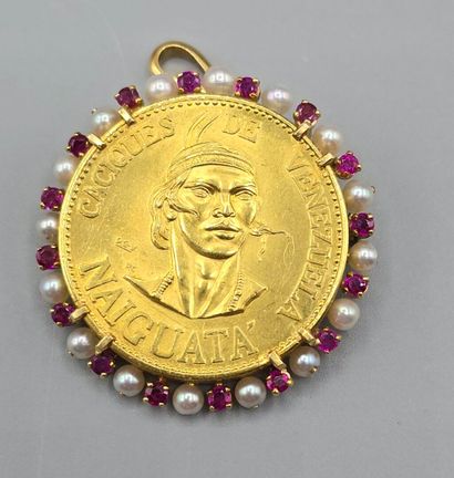 Pièce commémorative du Venezuela en or jaune...