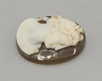 Camée de forme ovale en pierre dure (agate...