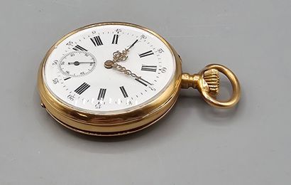 Montre de poche circulaire en or jaune 750°°...