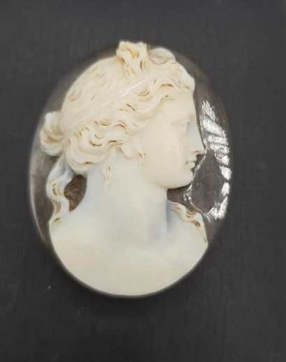 Camée de forme ovale en pierre dure (agate...