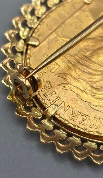 Pièce de 20 francs en or jaune montée en...