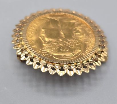 Pièce de 20 francs en or jaune montée en...