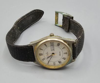 Lot de trois montres d'homme en métal dont:
-...
