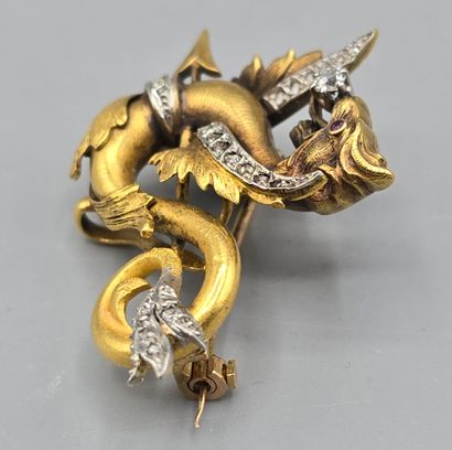 Jolie broche en or jaune 750°°.
Figure un...