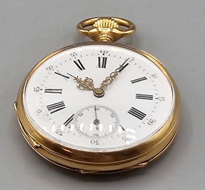 Montre de poche circulaire en or jaune 750°°...
