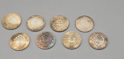 FRANCE. 
Lot de huit pièces de 50 francs...