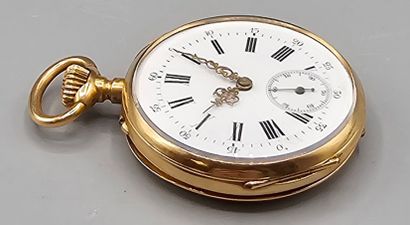 Montre de poche circulaire en or jaune 750°°...