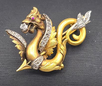 Jolie broche en or jaune 750°°.
Figure un...