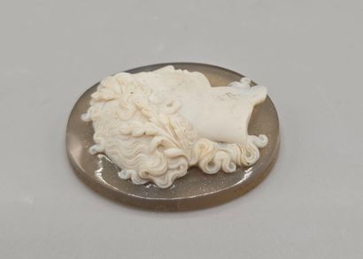 Camée de forme ovale en pierre dure (agate...