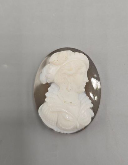 Camée de forme ovale en pierre dure (agate...