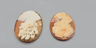 Deux camées de forme ovale, fonds dans les...