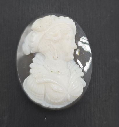 Camée de forme ovale en pierre dure (agate...