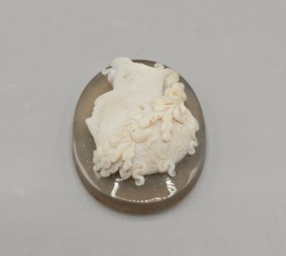 Camée de forme ovale en pierre dure (agate...