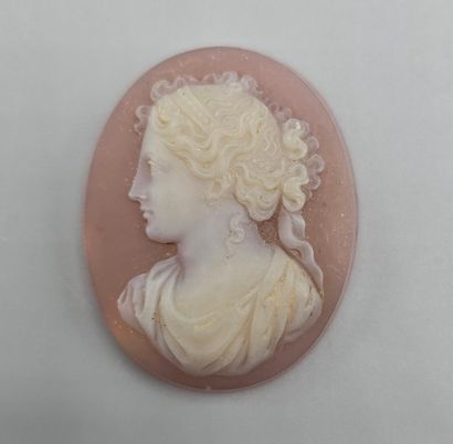 Camée de forme ovale en pierre dure (agate...