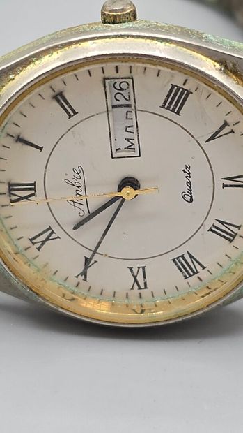 Lot de trois montres d'homme en métal dont:
-...