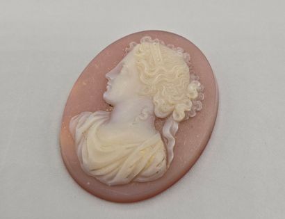 Camée de forme ovale en pierre dure (agate...