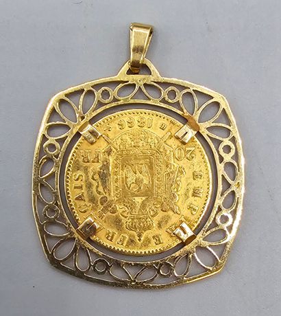 Pièce de 20 francs en or jaune montée en...