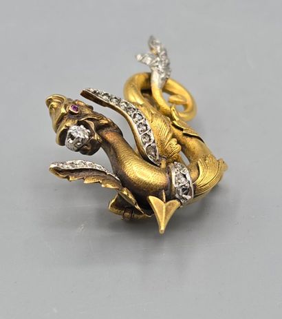 Jolie broche en or jaune 750°°.
Figure un...