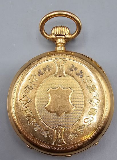 Montre de poche circulaire en or jaune 750°°...