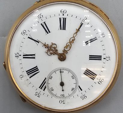 Montre de poche circulaire en or jaune 750°°...