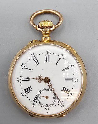 Montre de poche en or jaune 750°° (dos et...