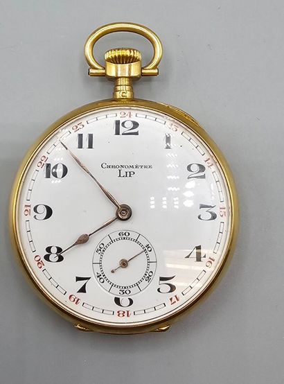 LIP Chronomètre
Montre de poche en or jaune...