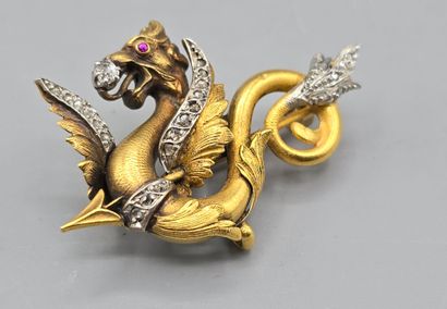 Jolie broche en or jaune 750°°.
Figure un...
