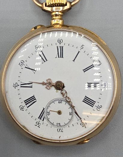 Montre de poche en or jaune 750°° (dos et...