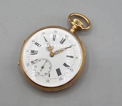 Montre de poche circulaire en or jaune 750°°...