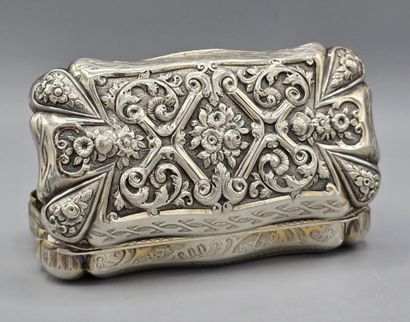 Grande boîte rectangulaire en argent et vermeil...
