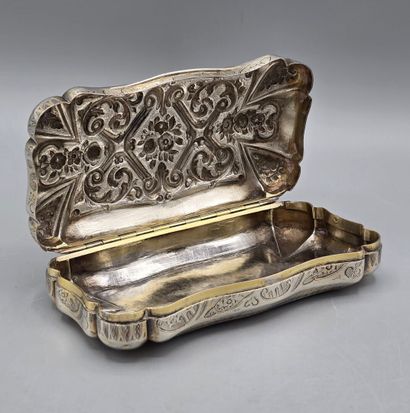 Grande boîte rectangulaire en argent et vermeil...