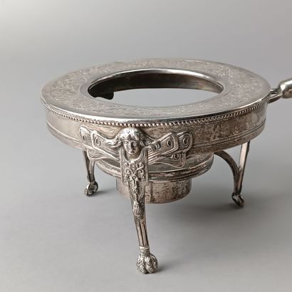 Paire de réchauds ou chauffe-plats en argent...