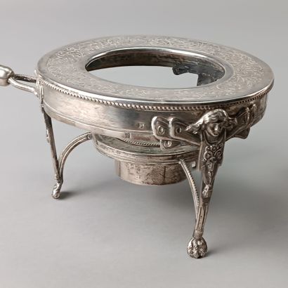 Paire de réchauds ou chauffe-plats en argent...