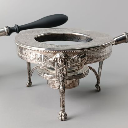 Paire de réchauds ou chauffe-plats en argent...