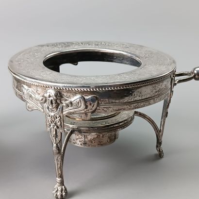 Paire de réchauds ou chauffe-plats en argent...