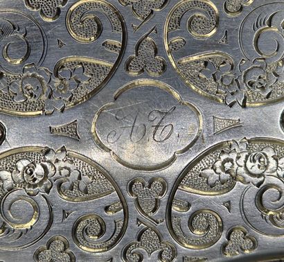 Grande boîte rectangulaire en argent et vermeil...