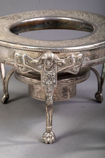 Paire de réchauds ou chauffe-plats en argent...