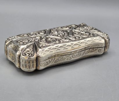 Grande boîte rectangulaire en argent et vermeil...