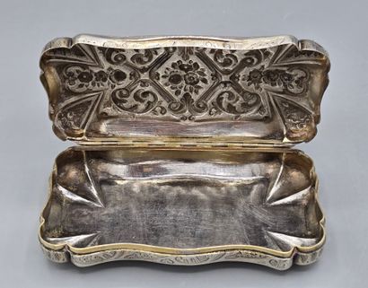 Grande boîte rectangulaire en argent et vermeil...