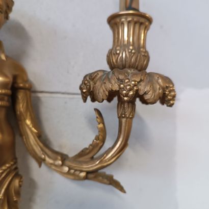 Paire d'appliques en bronze doré et ciselé...
