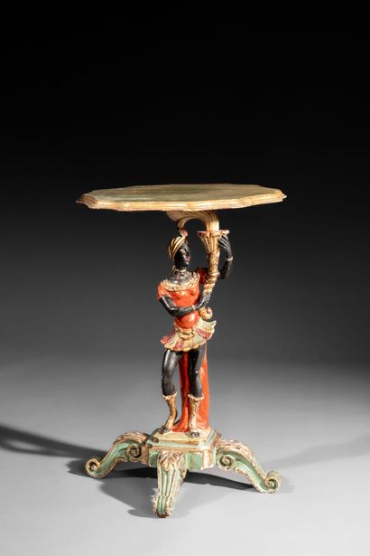 Gaine en bois sculpté et polychromé.
Le fût...