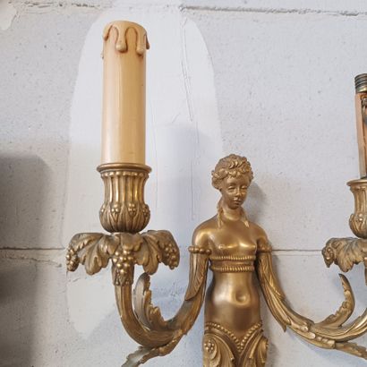 Paire d'appliques en bronze doré et ciselé...